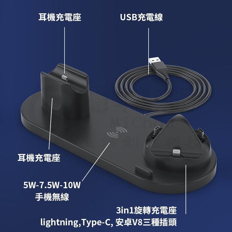🎉新北出貨🎉多功能六合一手錶 耳機充電盤 15w快充 充電座 /多台快充電器 /安卓/蘋果/QC3.0同時多台-細節圖5