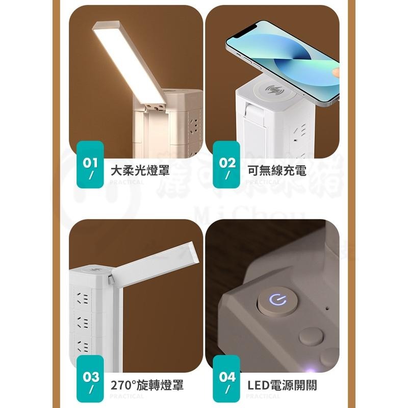 🎉新北出貨🎉立式延長線 台灣專用 立式插座 檯燈 延長線插座 USB插座 手機充電多功能插座 塔式插座 無線充座-細節圖8