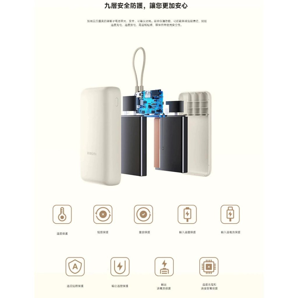 3C標籤+WH🎉小米 Xiaomi 自帶線行動電源 20000 100000 33W 行充 行動充 充電寶 可上飛機-細節圖8
