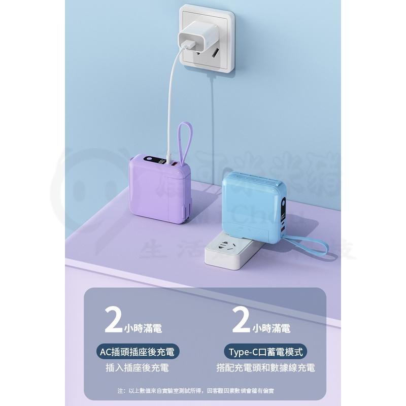 台灣認證🎉標示WH🎉20000mAh 多合一 PD快充行動電源 拆卸行動電源 自帶線行動電源 插頭行動電源行動電源-細節圖4