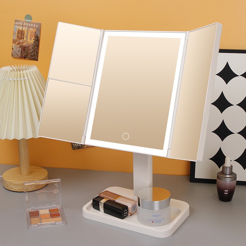 【方角磨砂-可伸縮款】-無極調光三色立鏡