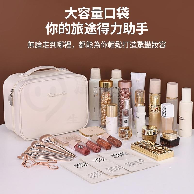 韓系時尚💥手提化妝包 LED鏡子化妝品收納包 旅行化妝包 多功能化妝包 盥洗包 大容量化妝包 分層化妝包 旅行收納-細節圖8