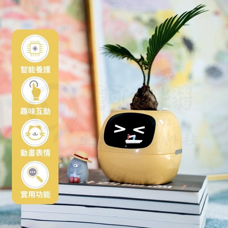 趣味天氣時鐘盆栽擺件🕹️互動創意桌寵花盆 自動吸水花盆寵物 創意花器植物盆栽 療愈解壓桌面擺件 新奇禮物 花盆機器人-細節圖3
