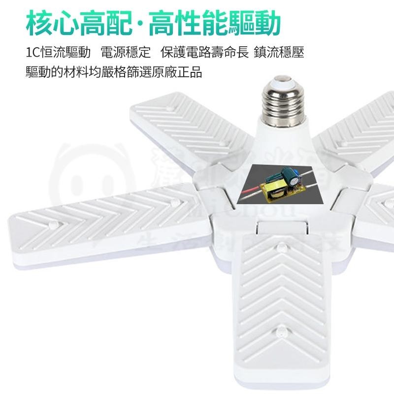 照亮你的世界🔥五葉燈 LED燈泡 四葉燈 露營燈 五葉燈 大瓦數 車庫燈 工作燈 折疊LED燈 地攤燈泡 E27燈-細節圖3