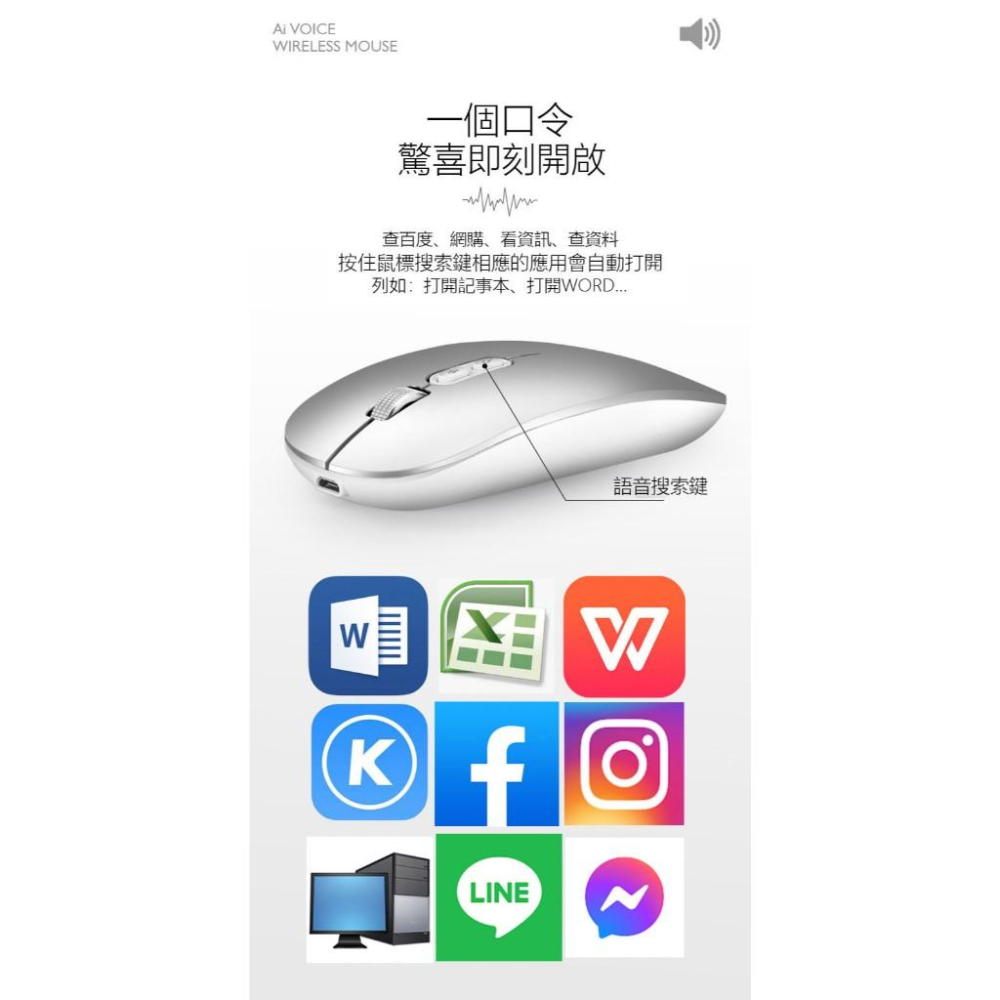 🎉專注3C🎉AI人工智能語音滑鼠 鍵盤滑鼠 智能語音說話打字翻譯電腦通用 可充電式靜音滑鼠-細節圖5