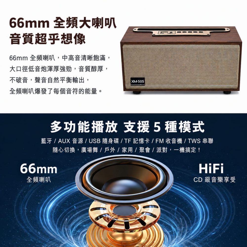 🎉柏林之聲XM-505藍芽喇叭🎉 TWS 串聯式喇叭 藍牙音響 藍牙喇叭 重低音藍芽喇叭 藍芽音響 音箱 電腦喇叭-細節圖8