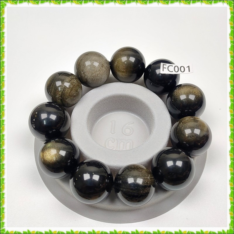 【彼啦能量館】金曜眼手珠 水晶手珠 黑耀石 20MM FC001-細節圖2