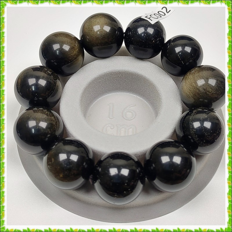 【彼啦能量館】黑曜石手珠 金曜眼 20MM FC002-細節圖2