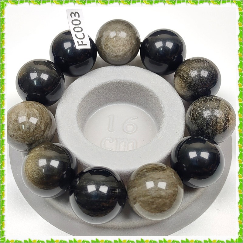 【彼啦能量館】黑曜石手珠 金曜眼 貓眼 20MM FC003-細節圖2