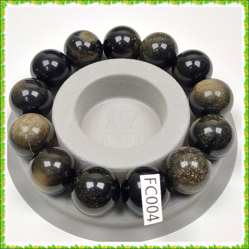 【彼啦能量館】黑曜石手珠 金曜眼 貓眼 17MM FC004-細節圖2