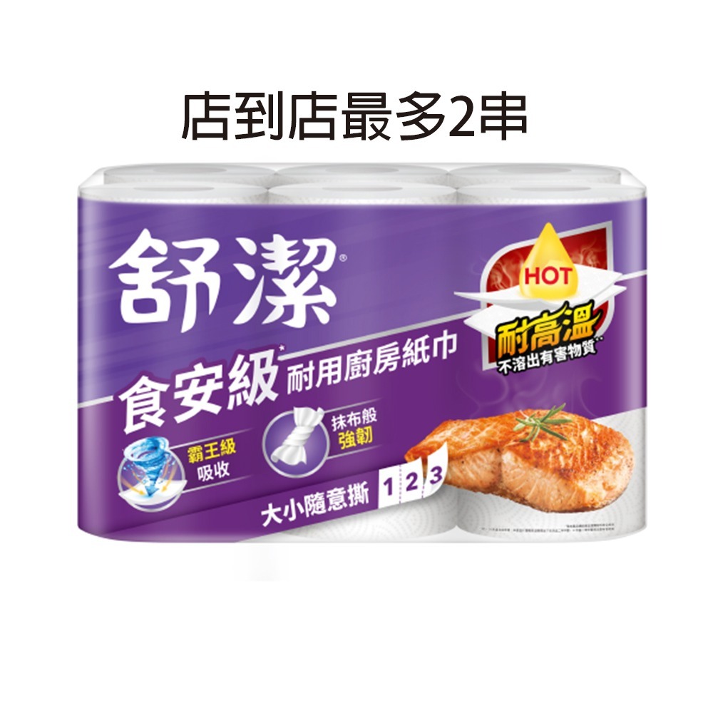 【Kleenex舒潔】舒潔食安級耐用廚房紙巾 108張x6捲/2組 大小隨意撕-細節圖2