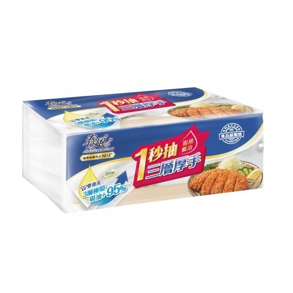 【春風】一秒抽 三層 厚手 抽取式廚房紙巾80抽 春風廚房紙巾-細節圖5