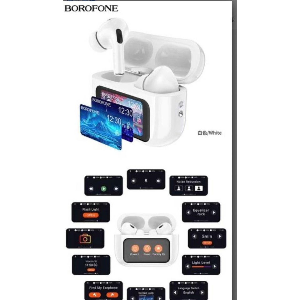 BOROFONE BW76 錦彩真無線ANC降噪觸控螢幕 藍牙耳機 藍芽耳機 有螢幕的充電倉-細節圖2