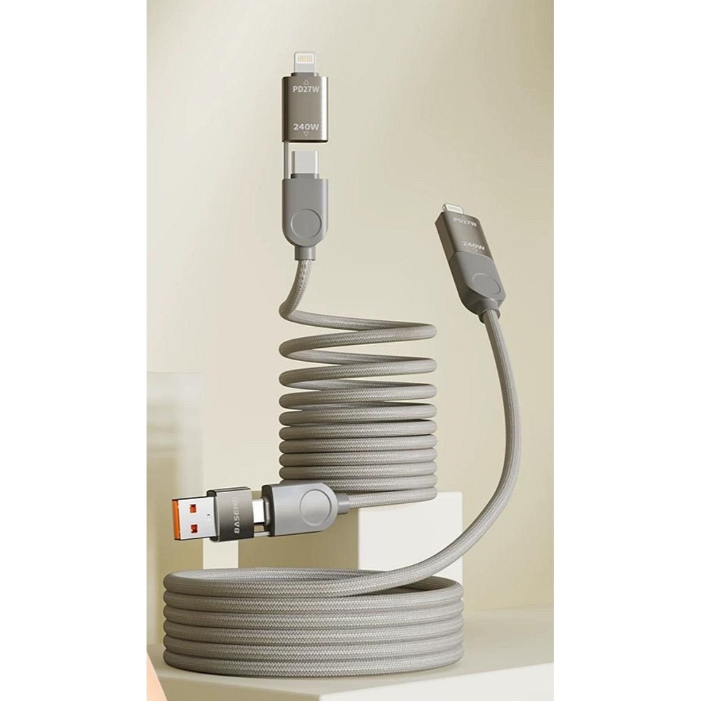 支援I16 240W充電線 磁吸收納線 適用安卓 三星小米OPPO快充線 四合一快充線 二拖二編織線-細節圖2