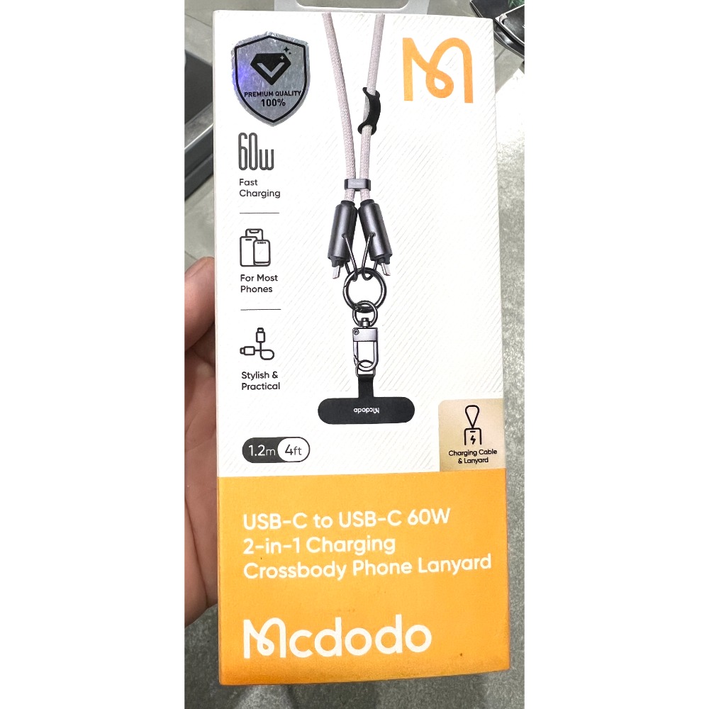 Mcdodo二合一 手機充電線掛繩 雙Type-C/PD充電傳輸快充線 type-c充電掛繩 手機背帶1.2M-規格圖7