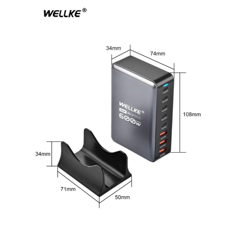 🔥 急速快充 600W GaN充電站 8孔 USB C快速充電 PD3.1充電器 適用於平板手機充電器-細節圖4