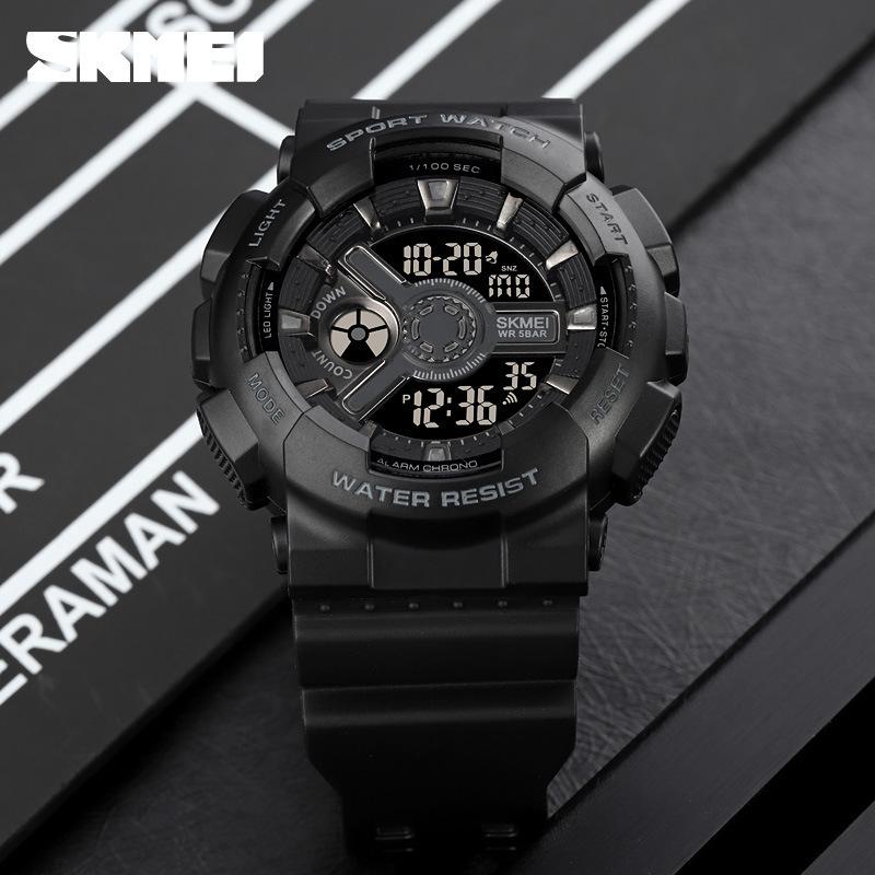 新款🔥時刻美 SKMEI 1828 男女士雙顯防水手錶 經典學生表 數字運動手錶 運動腕錶 情侶手錶電子錶-細節圖9