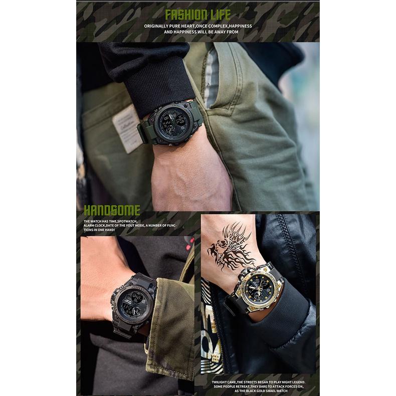 SANDA運動手錶 大錶盤學生手錶 雙顯手錶 夜光手錶男生 雙顯手錶 潮流防水電子錶 多功能電子手錶 數字錶-細節圖4