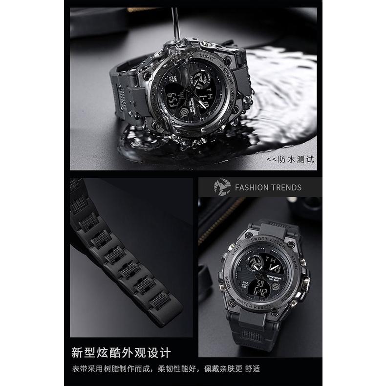 SANDA運動手錶 大錶盤學生手錶 雙顯手錶 夜光手錶男生 雙顯手錶 潮流防水電子錶 多功能電子手錶 數字錶-細節圖8