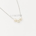 JL小飾品專賣❤ 不鏽鋼單顆(三顆)珍珠項鍊7.5-8.mm項鍊/鎖骨鏈 氣質款-規格圖3
