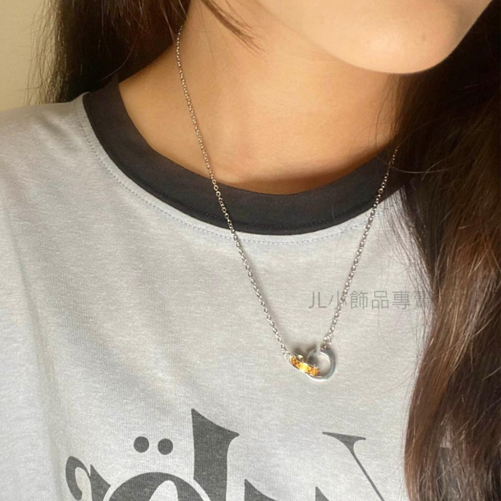 JL小飾品專賣❤不鏽鋼項鍊 男女皆可(雙環款)-細節圖8