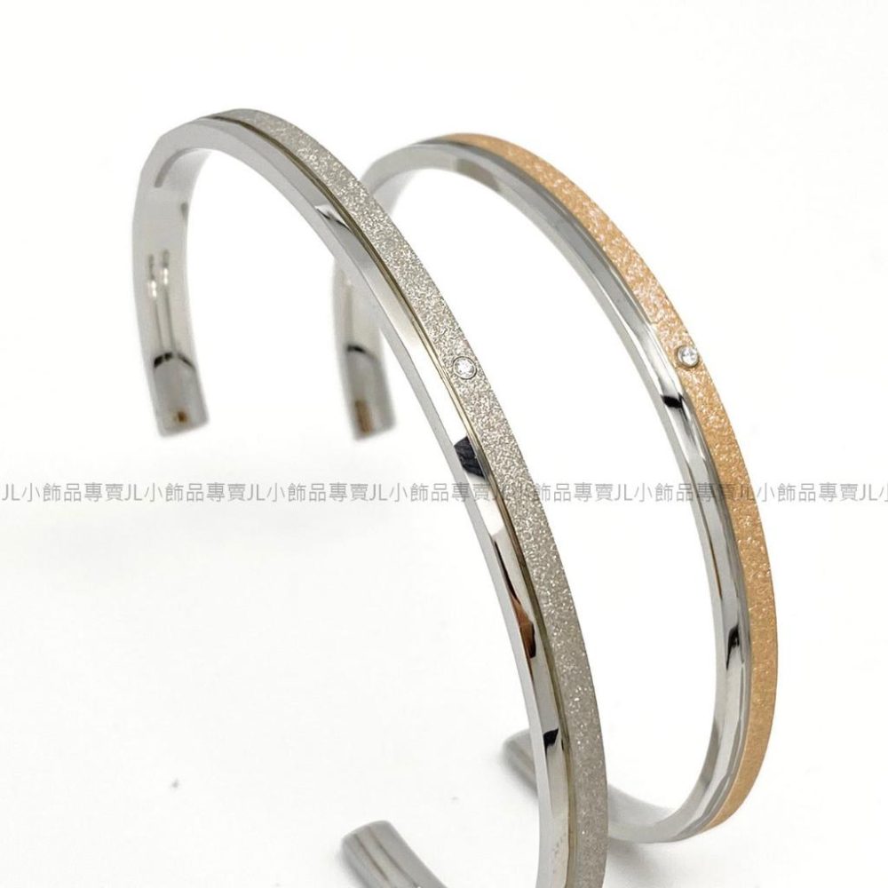 JL小飾品專賣❤ 不鏽鋼C型手環 (鑽砂心機切面)-細節圖4
