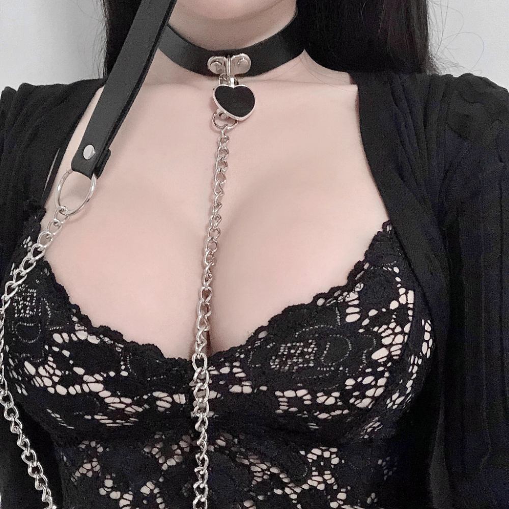 💦格雷房間💦現貨 頸鍊 項圈 項鍊 頸環 脖環 愛心頸鍊 牽引繩 情趣項圈 角色扮演 蘿莉女僕 BDSM SM27-細節圖4