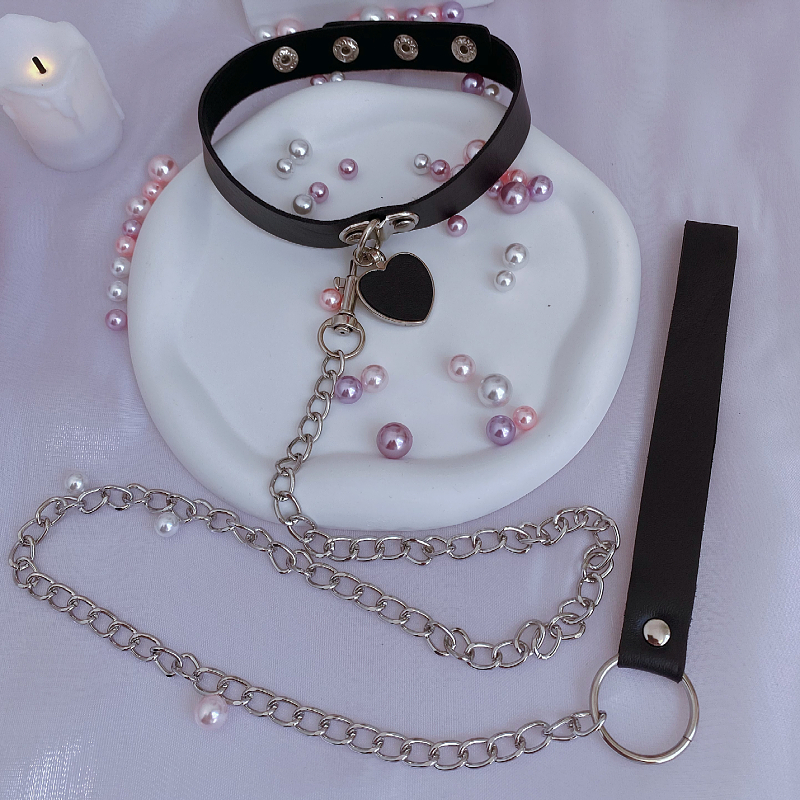 💦格雷房間💦現貨 頸鍊 項圈 項鍊 頸環 脖環 愛心頸鍊 牽引繩 情趣項圈 角色扮演 蘿莉女僕 BDSM SM27-細節圖5