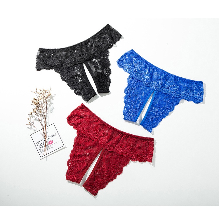 💦格雷房間💦現貨 超彈 性感蕾絲 開檔免脫 大尺碼 火辣 內褲 歐美 女性內褲 情趣內褲 角色扮演 V01-細節圖6