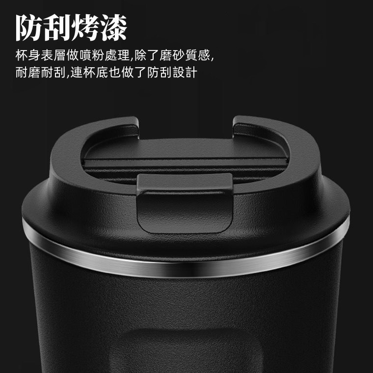 【喬治貓】不銹鋼保溫杯 外帶杯 隨行杯 / 304不銹鋼 傾倒防漏 黑白經典色-細節圖3