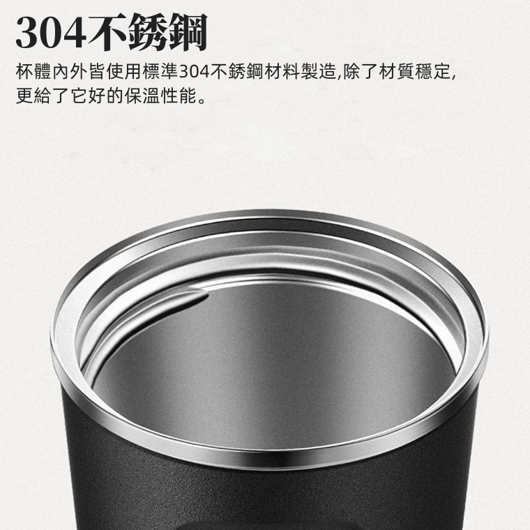 【喬治貓】不銹鋼保溫杯 外帶杯 隨行杯 / 304不銹鋼 傾倒防漏 黑白經典色-細節圖7