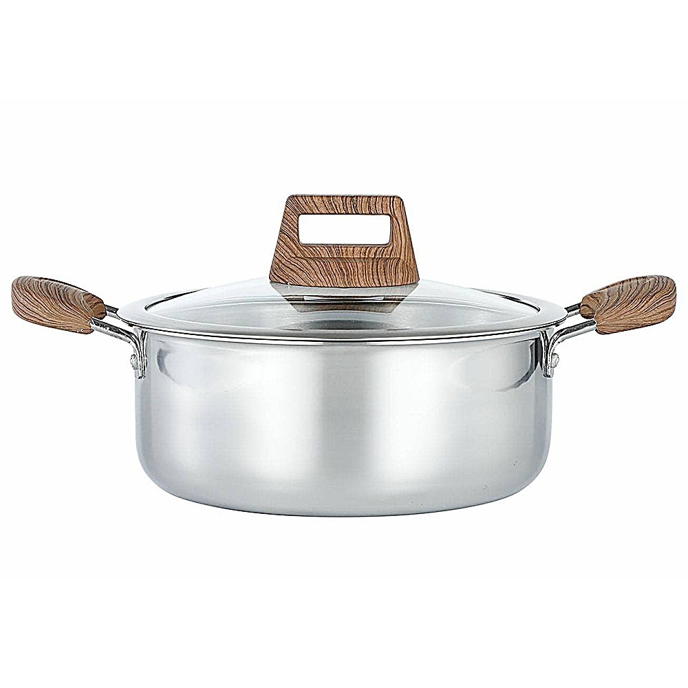 【鵝頭牌】不銹鋼鍋 23cm 特厚不鏽鋼料理木紋雙耳湯鍋23cm CI-2342 / 全程台灣製造-細節圖3