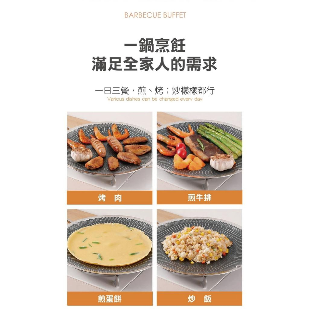 【Dashiang】日式多功能 304不銹鋼烤盤 不沾烤盤 少油 輕油煙 電磁爐 IH爐可用 多種爐適用 38CM-細節圖5