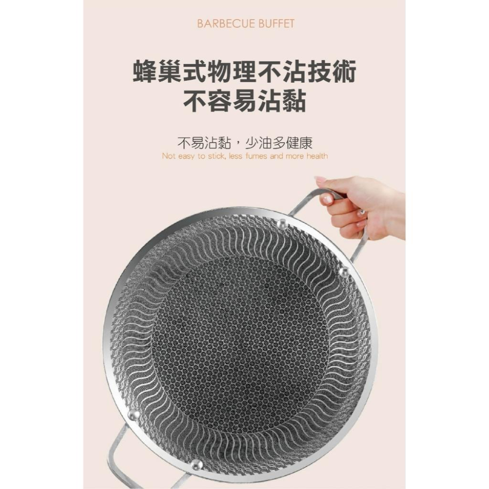 【Dashiang】日式多功能 304不銹鋼烤盤 不沾烤盤 少油 輕油煙 電磁爐 IH爐可用 多種爐適用 38CM-細節圖6