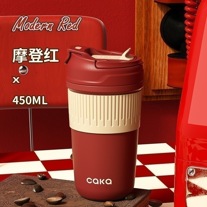 全新現貨 台灣出貨 CAKA 保溫杯 陶瓷內膽+316不銹鋼 容量:450ml 顏色:紅、白、藍-細節圖7