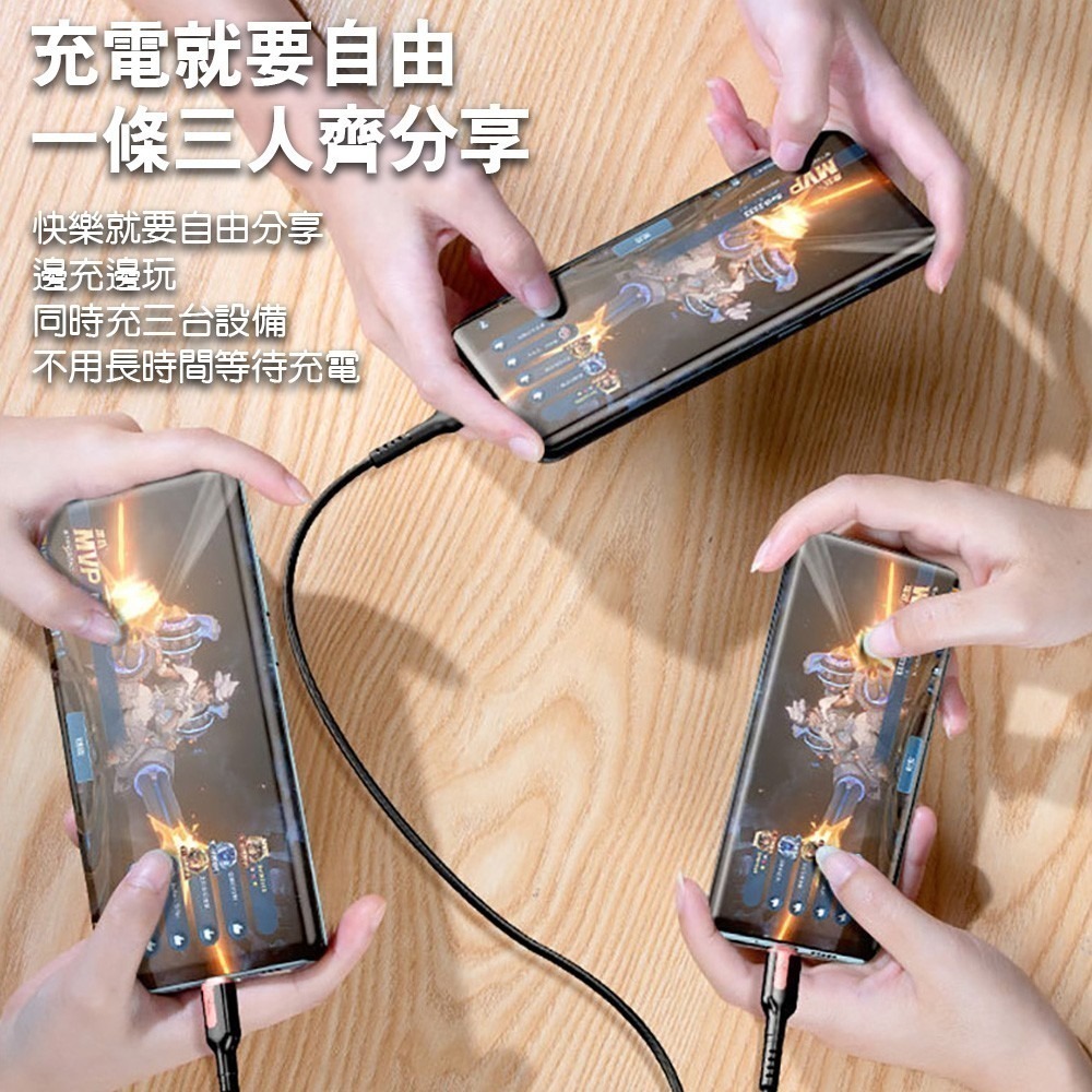 【免運】6A66W三合一液態軟膠快充數據線 Lightning  TYPE-C  Micro USB-細節圖8