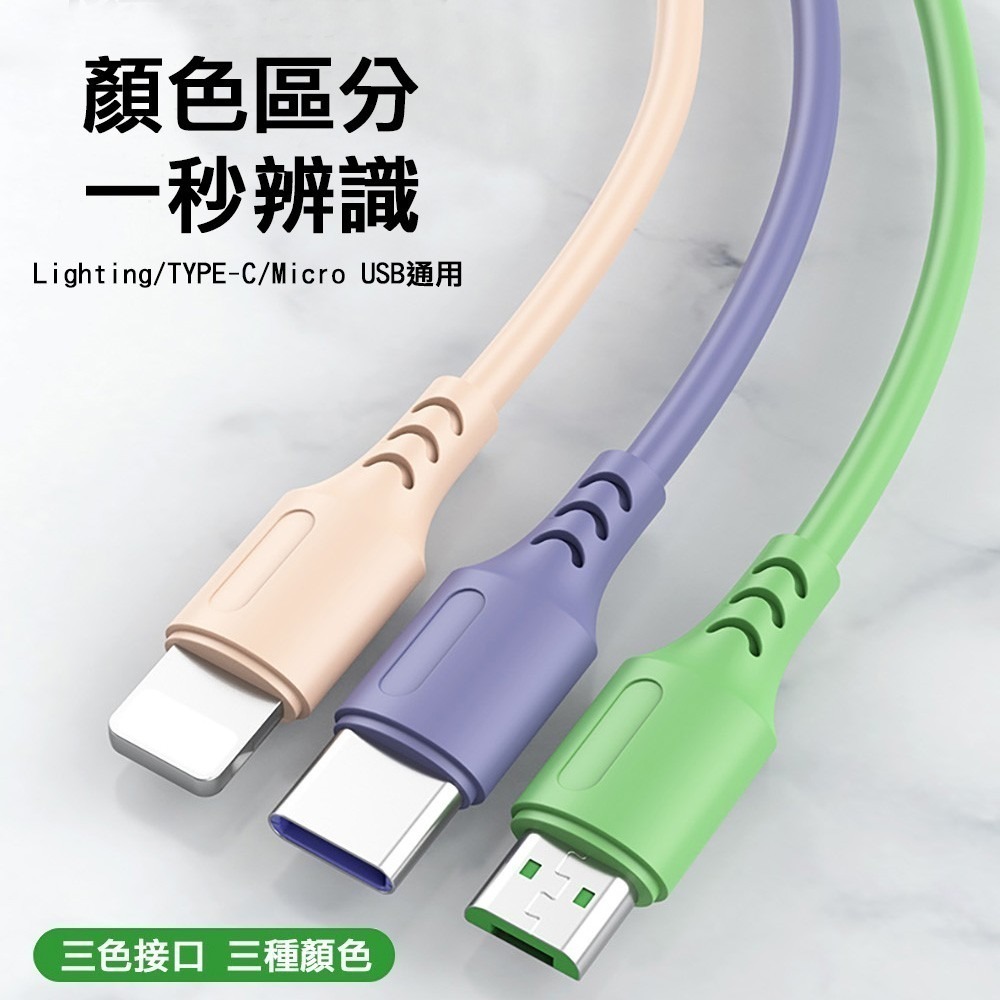 【免運】5A三色三合一液態軟膠快充線Lightning TYPE-C Micro USB-細節圖6