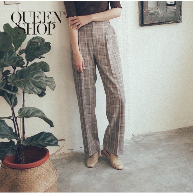 格紋落地直筒長褲 S 現貨|二手|-細節圖3