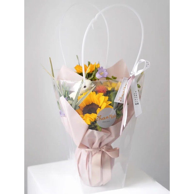 現貨🔺英文花袋/透明提袋 pp禮品袋 花束袋 袋子 禮物袋 透明提袋 鮮花 乾燥花 梯形提袋 捧花袋 T型袋-細節圖8