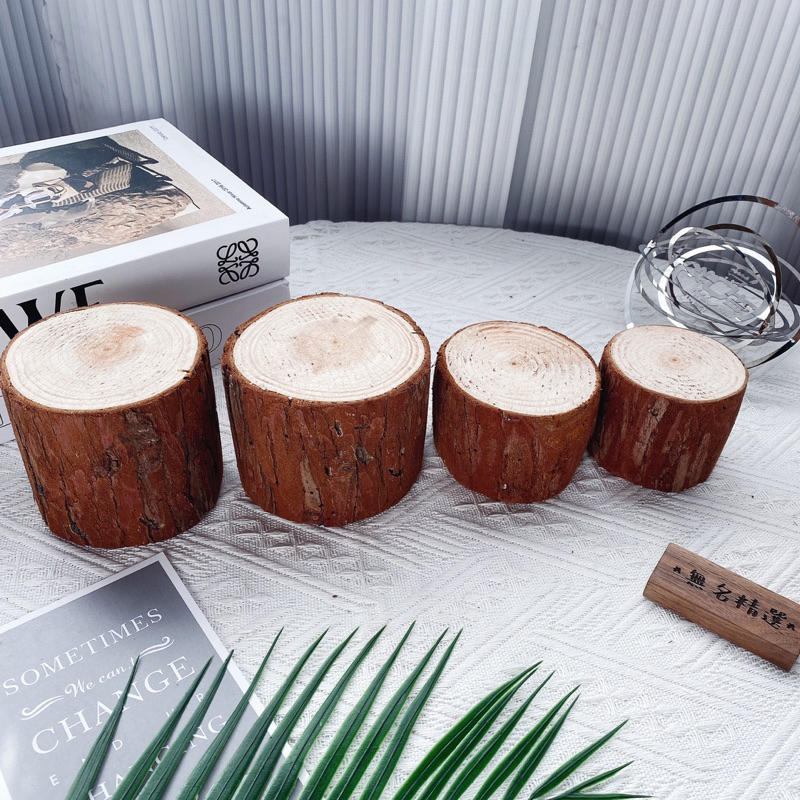 現貨🔺增高木樁 帶樹皮 木墩 樹幹 木塊 公仔展示 增高架 居家裝飾 拍照道具 店面佈置 木片 侘寂風 原木 水晶展示架-細節圖5