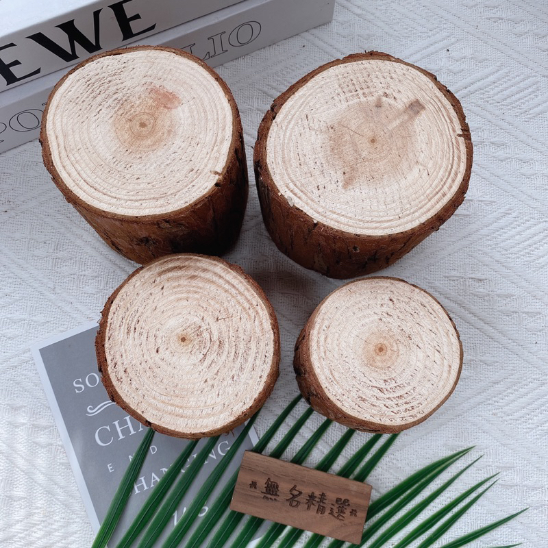 現貨🔺增高木樁 帶樹皮 木墩 樹幹 木塊 公仔展示 增高架 居家裝飾 拍照道具 店面佈置 木片 侘寂風 原木 水晶展示架-細節圖6