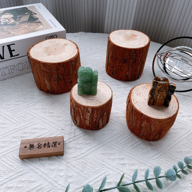 現貨🔺增高木樁 帶樹皮 木墩 樹幹 木塊 公仔展示 增高架 居家裝飾 拍照道具 店面佈置 木片 侘寂風 原木 水晶展示架-細節圖7