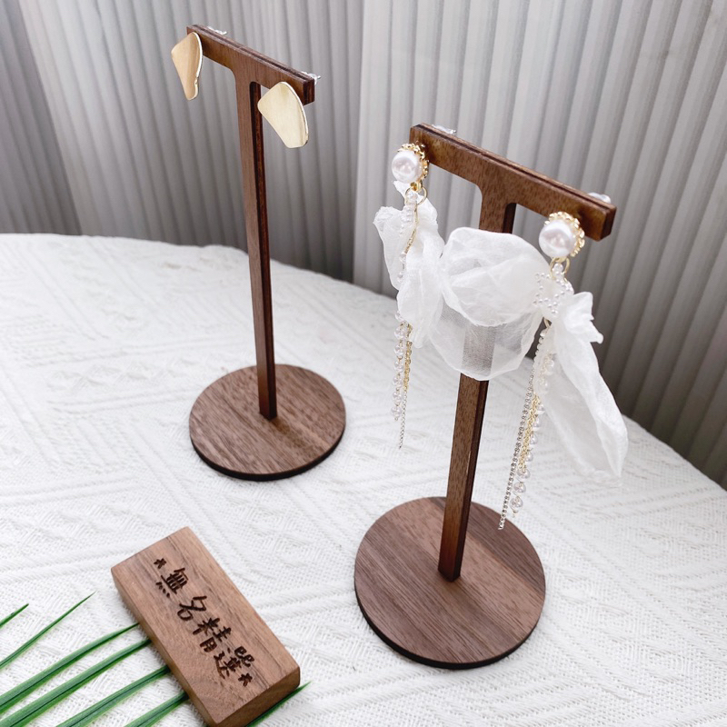 現貨🔺胡桃色一對耳環架 木質 簡易款 首飾架 超長耳環架子 展示架 耳環架 拍照道具 飾品架 耳環收納-細節圖3