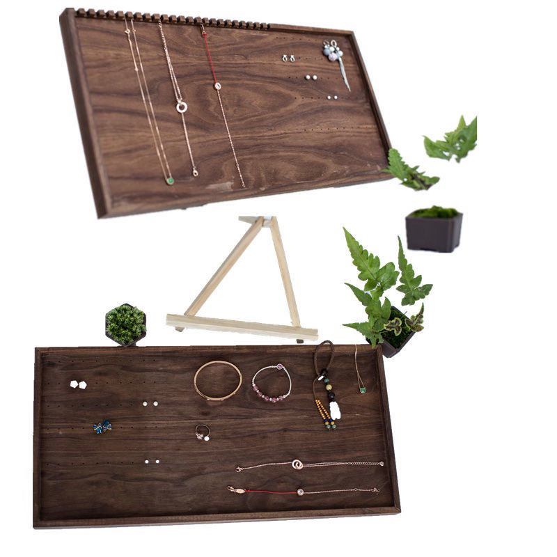 現貨🔺送三腳架 木質 黑胡桃 首飾架子 耳環架 擺攤飾品展示架 展示盤 項鍊收納架 飾品收納 展示架-細節圖3