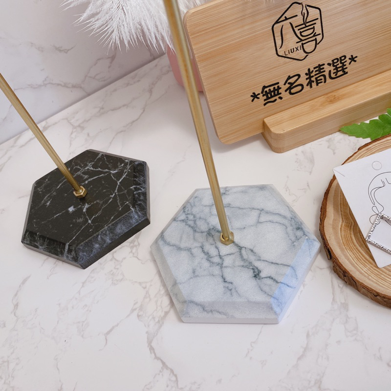 現貨🔺大理石紋首飾架 耳環收納 飾品架子 櫃台飾品展示架 陳列架-細節圖2
