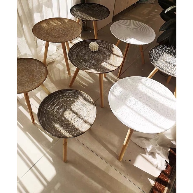 現貨🔺木質 摩洛哥茶几 盆栽 花架 矮桌子 露營桌子 民宿擺飾 復古北歐風 圓桌 木質桌子 木頭桌 拍照道具 居家裝飾-細節圖4