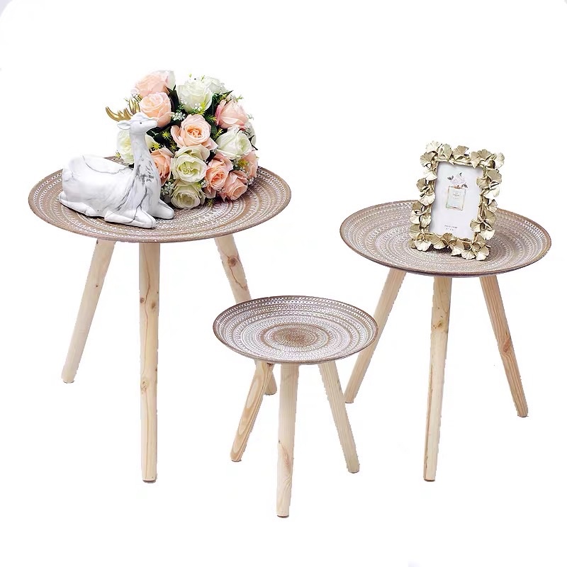 現貨🔺木質 摩洛哥茶几 盆栽 花架 矮桌子 露營桌子 民宿擺飾 復古北歐風 圓桌 木質桌子 木頭桌 拍照道具 居家裝飾-細節圖7