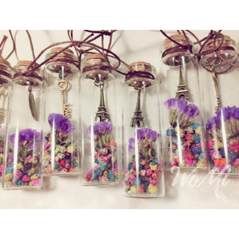 獨家手工 滿天星 紫色星辰 乾燥花 復古風 幸運瓶 許願瓶 祝福禮物 婚禮小物 乾燥花吊飾-細節圖2