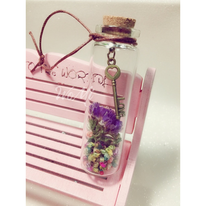獨家手工 滿天星 紫色星辰 乾燥花 復古風 幸運瓶 許願瓶 祝福禮物 婚禮小物 乾燥花吊飾-細節圖4