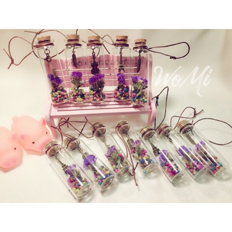 獨家手工 滿天星 紫色星辰 乾燥花 復古風 幸運瓶 許願瓶 祝福禮物 婚禮小物 乾燥花吊飾-細節圖8